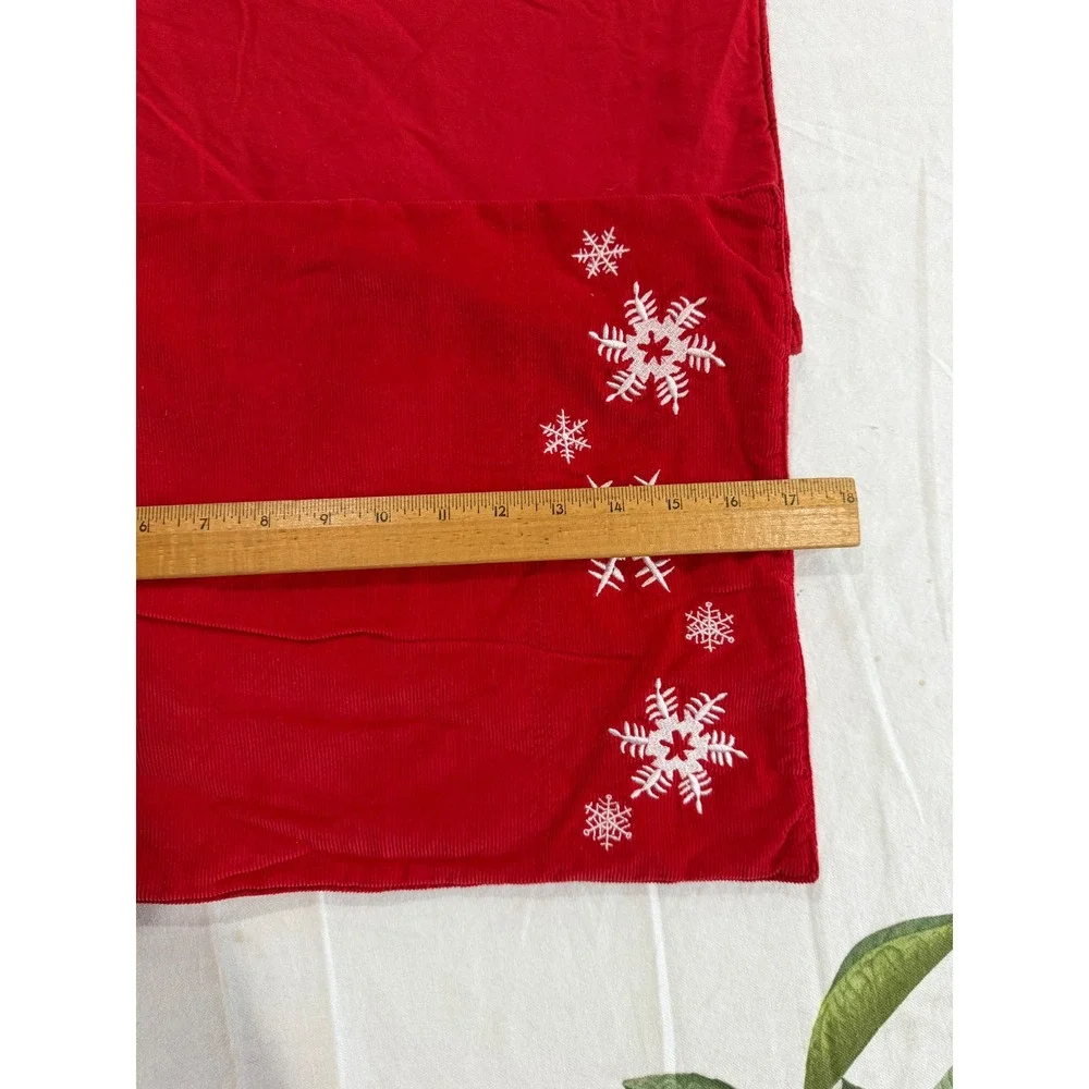 Red Corduroy Snowflake Christmas Placemats Set of‎ 2 Embroidered Holiday Decor